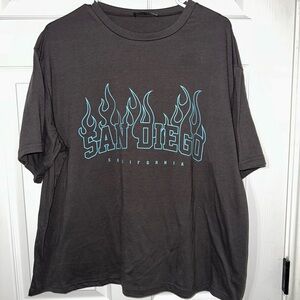 SHEIN San Diego Flame Tee - Dark Gray